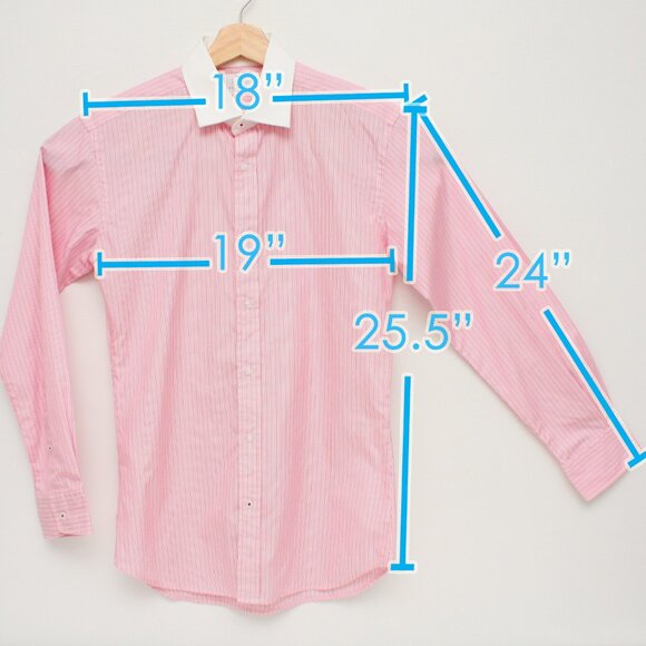 TM Lewin Limited Edition Long Sleeve Dress Shirt Pink Pinstripes 15.5 Slim Fit - Picture 4 of 8